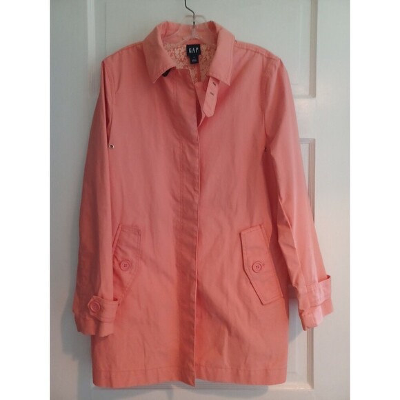 GAP vintage trenchcoat womens S coral buttons pockets rain jacket retro Y2K - Picture 1 of 13
